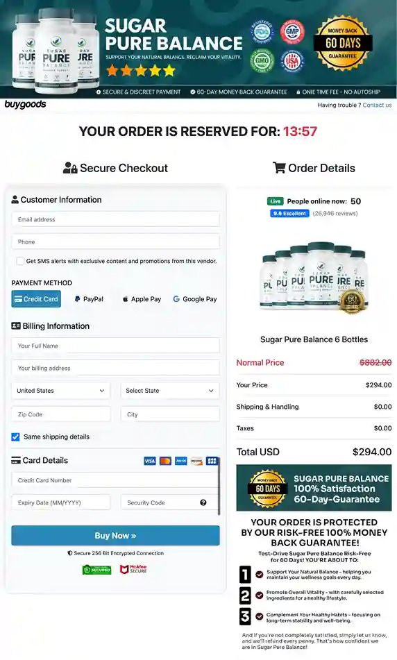 Sugar Pure Balance Secure Payment via BuyGoods